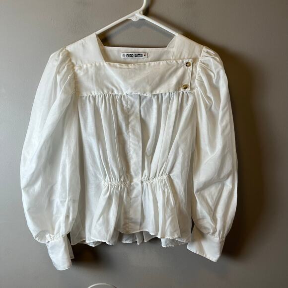 Ciao‎ Lucia Allegra White Blouse Silk Cotton Blend Peasant Cottagecore Boho XS - Picture 1 of 6